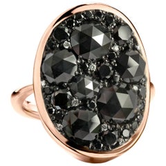 5.22 Carat Black Diamond Mosaic Pave Ring