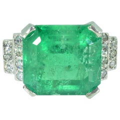 5.22 Carat Emerald Cut Emerald and Diamond Ring in Platinum