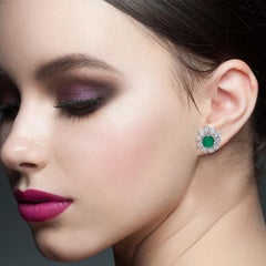 5.22 Carat Emerald Diamond 18 Karat Gold Stud Earrings