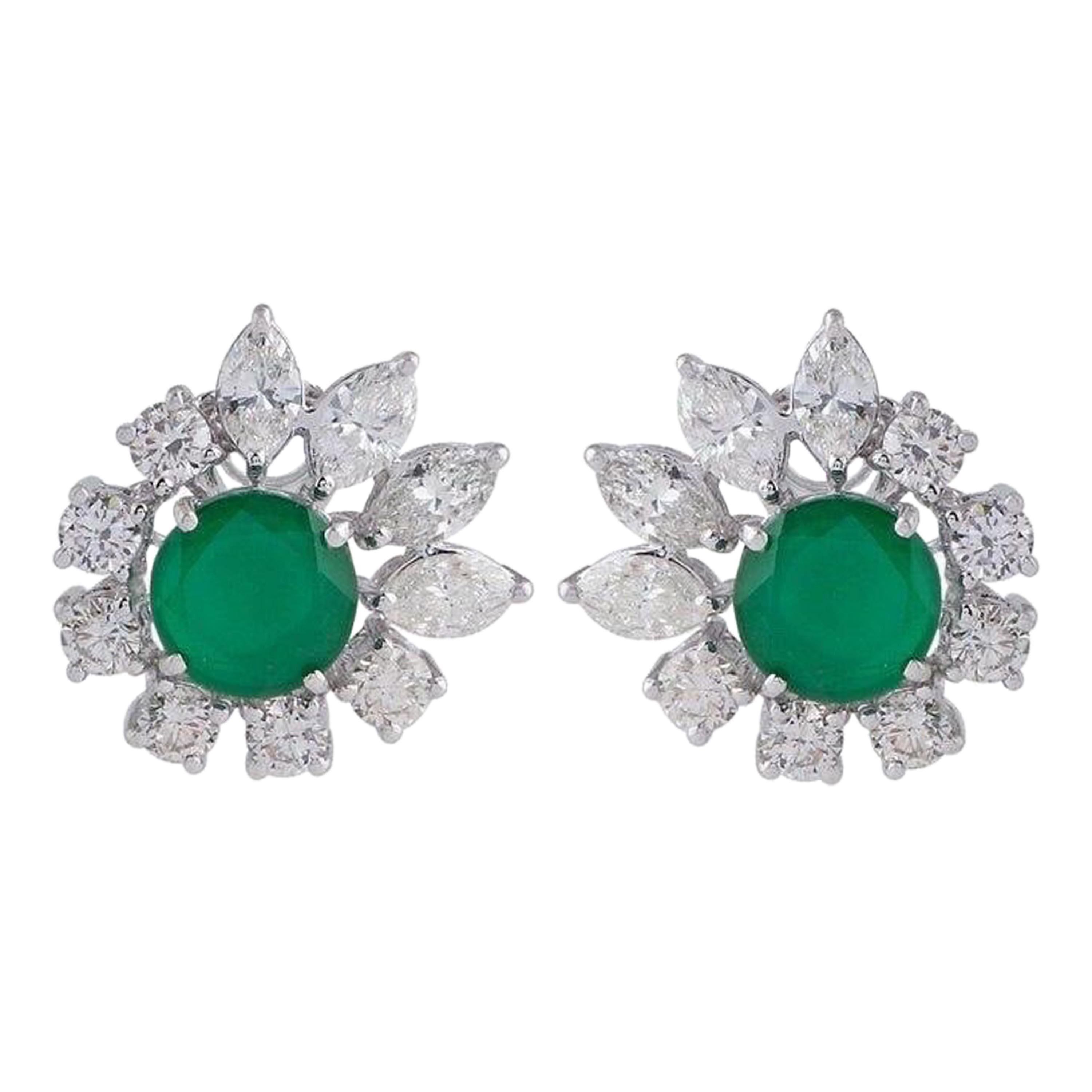 Pendientes de oro de 18 quilates con diamante esmeralda de 5,22 quilates