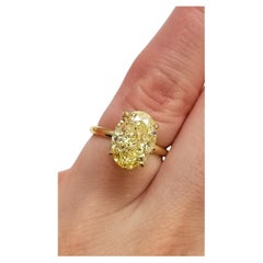 5,22 Karat Natürlicher FIY Ovaler Modifizierter Brillant Diamant GIA VVS2 Verlobungsring