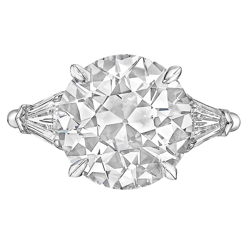 5.22 Carat Old European Brilliant Diamond Engagement Ring For Sale