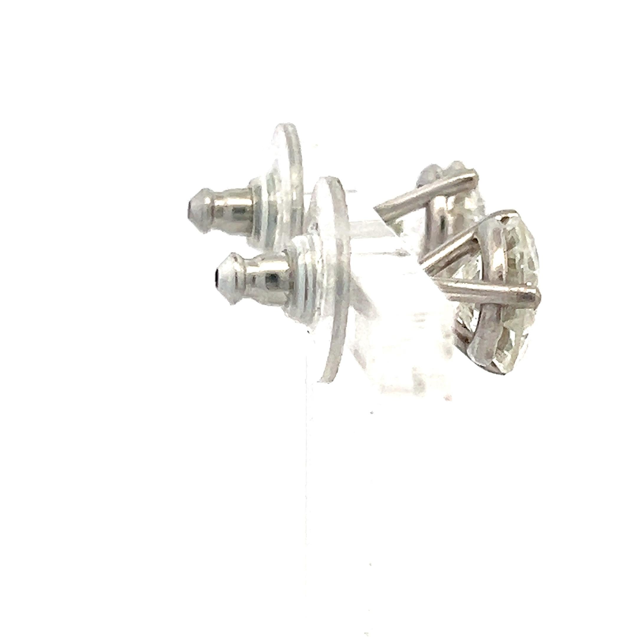 Clous d'oreilles en or blanc 14 carats avec diamants ronds brillants J-K I2 de 5,22 carats en vente 2