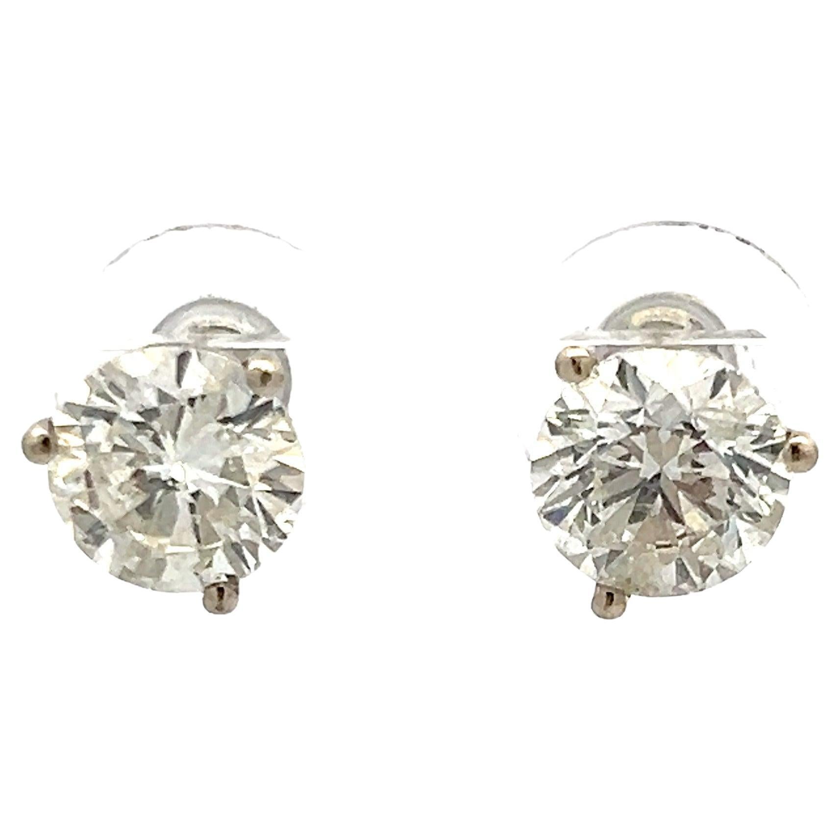 Clous d'oreilles en or blanc 14 carats avec diamants ronds brillants J-K I2 de 5,22 carats en vente