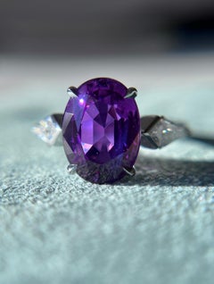 5.22 Carat Unheated Vivid Raspberry Sapphire Ring
