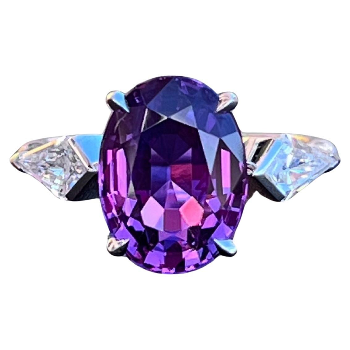 5.22 Carat Unheated Vivid Raspberry Sapphire Ring