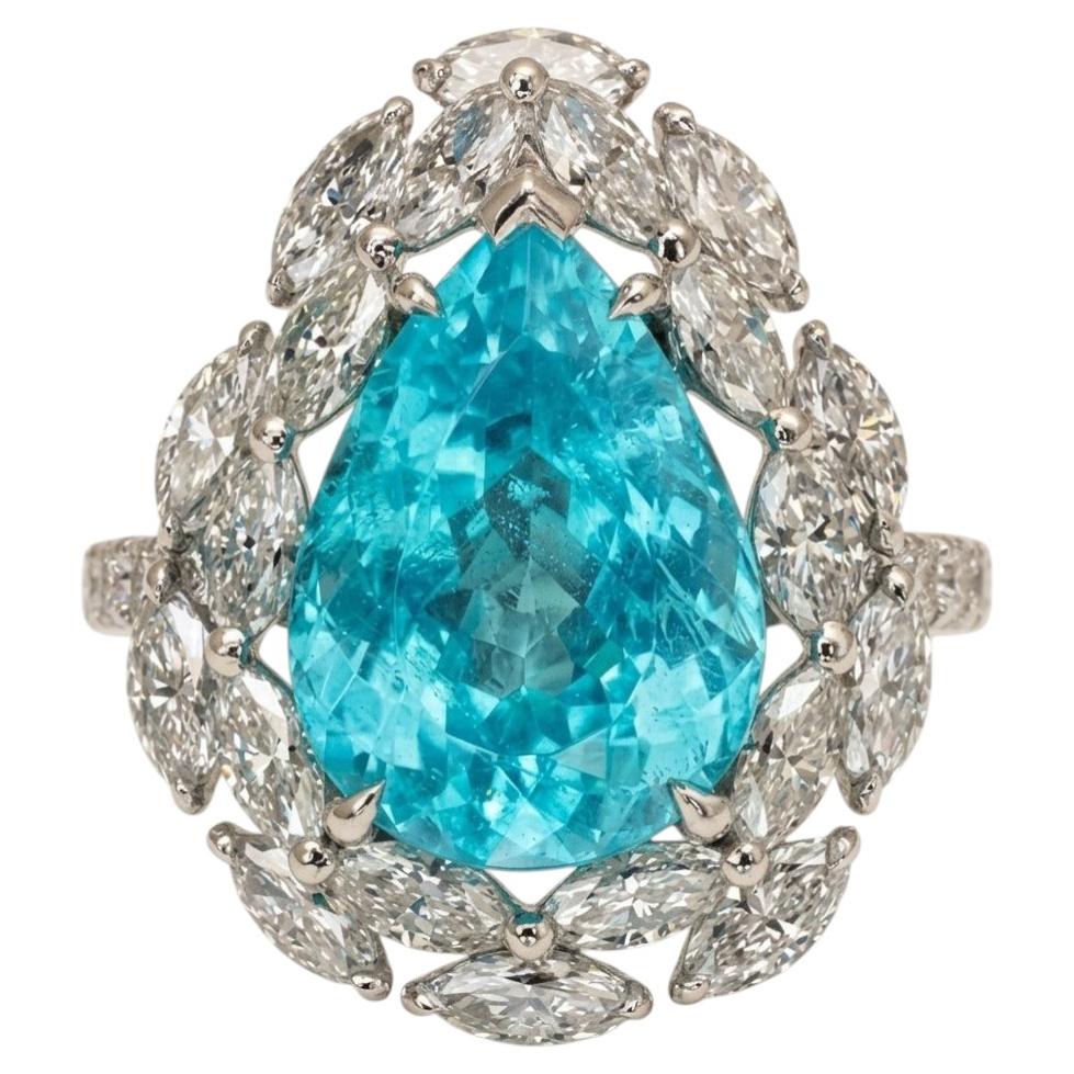 5.22 ct GIA Brazilian Paraíba Tourmaline & Diamond Ring