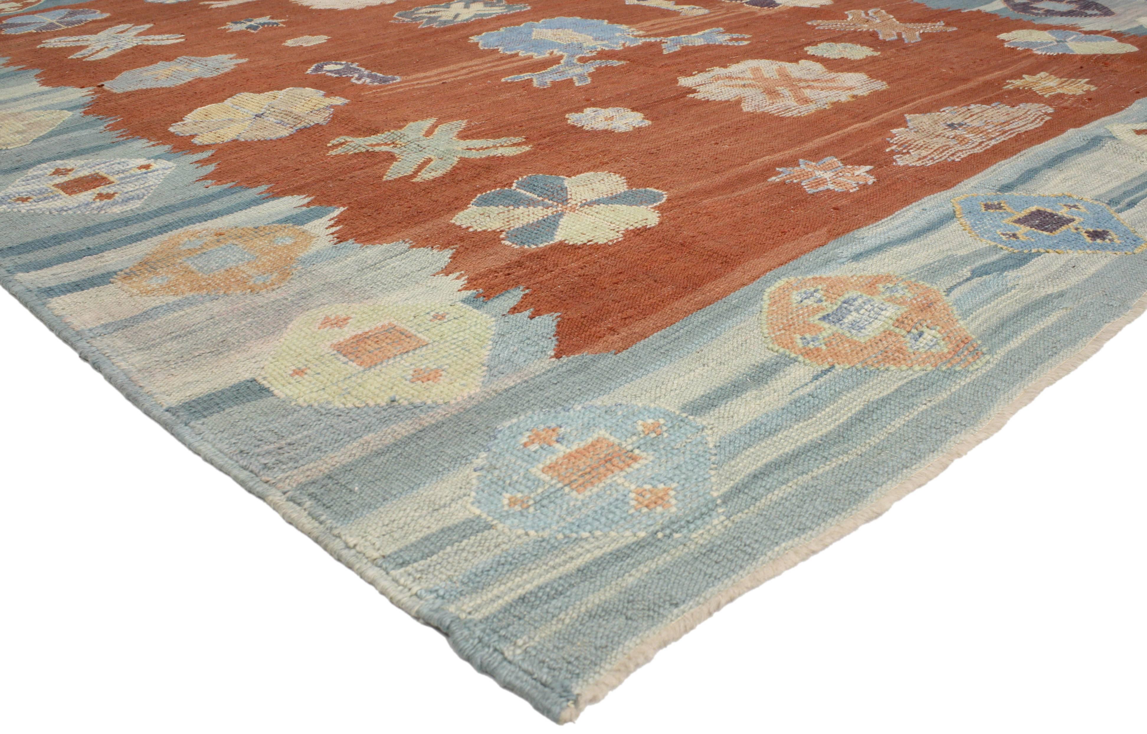 Hand-Woven Turkish Kilim Rug with Tribal Style