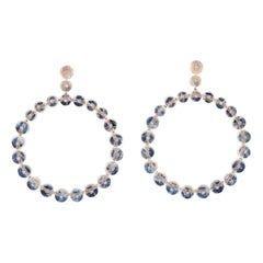 Boucles d'oreilles en or 18 carats et diamants avec pierre de lune