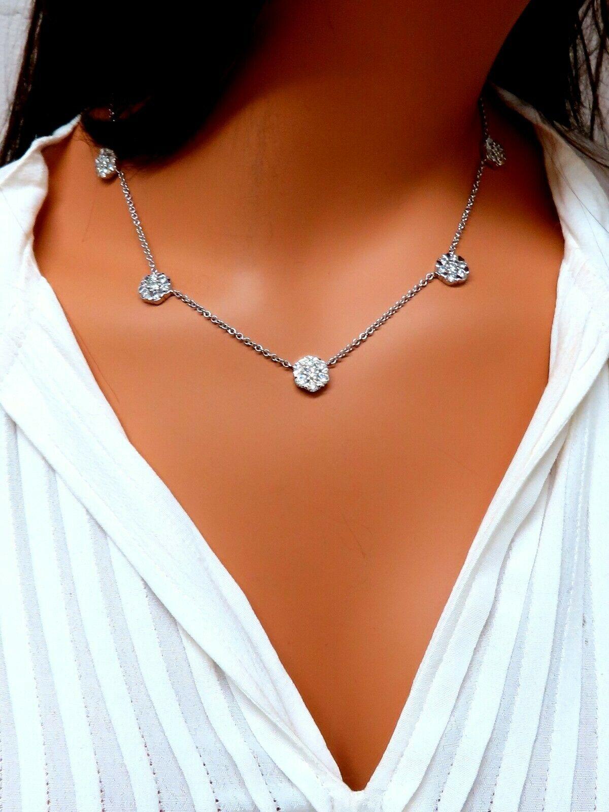 da uomo o donna 5,22 carati di diamanti naturali '5' Collana a grappolo 14 Karat Floretta in vendita