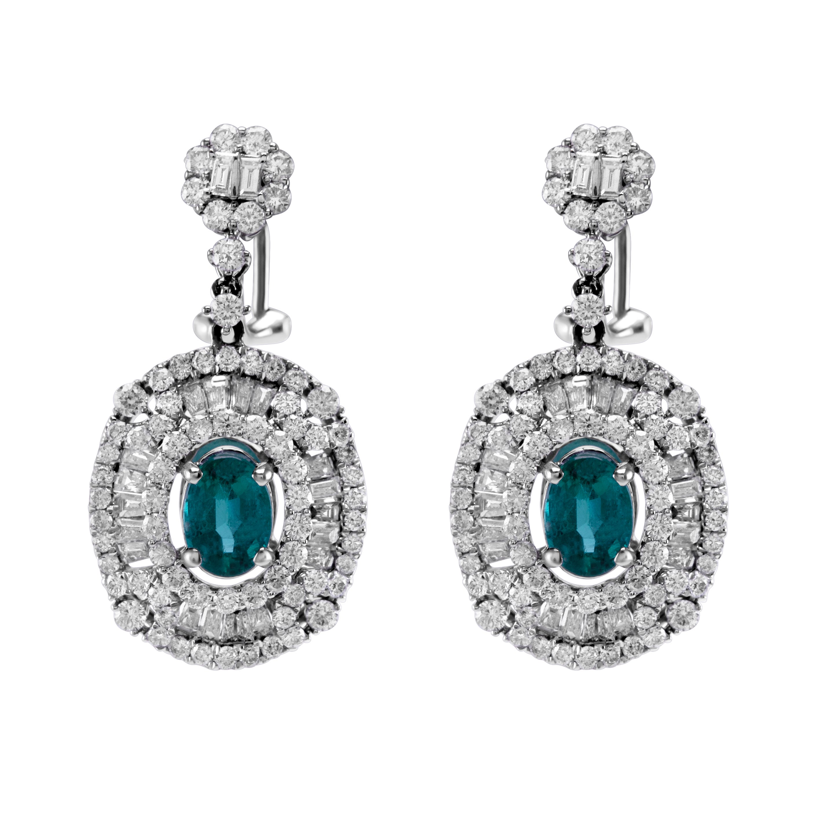 5.22ctt Oval Emerald & Diamond Drop Necklace 18-Karat White Gold
