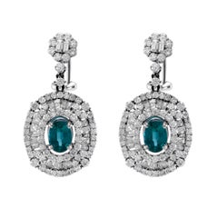 5.22ctt Oval Emerald & Diamond Drop Necklace 18-Karat White Gold
