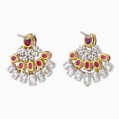 Pendientes de rubí birmano sin calor y diamantes de 5,23 quilates en oro blanco de 18 quilates