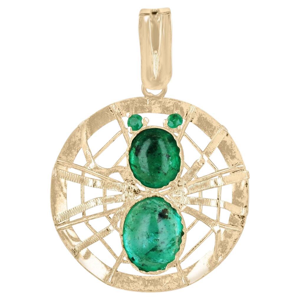 Pendentif araignée en émeraude colombienne cabochon de 5,23 carats en vente