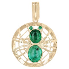 5.23 Carat Colombian Emerald Cabochon Spider Pendant