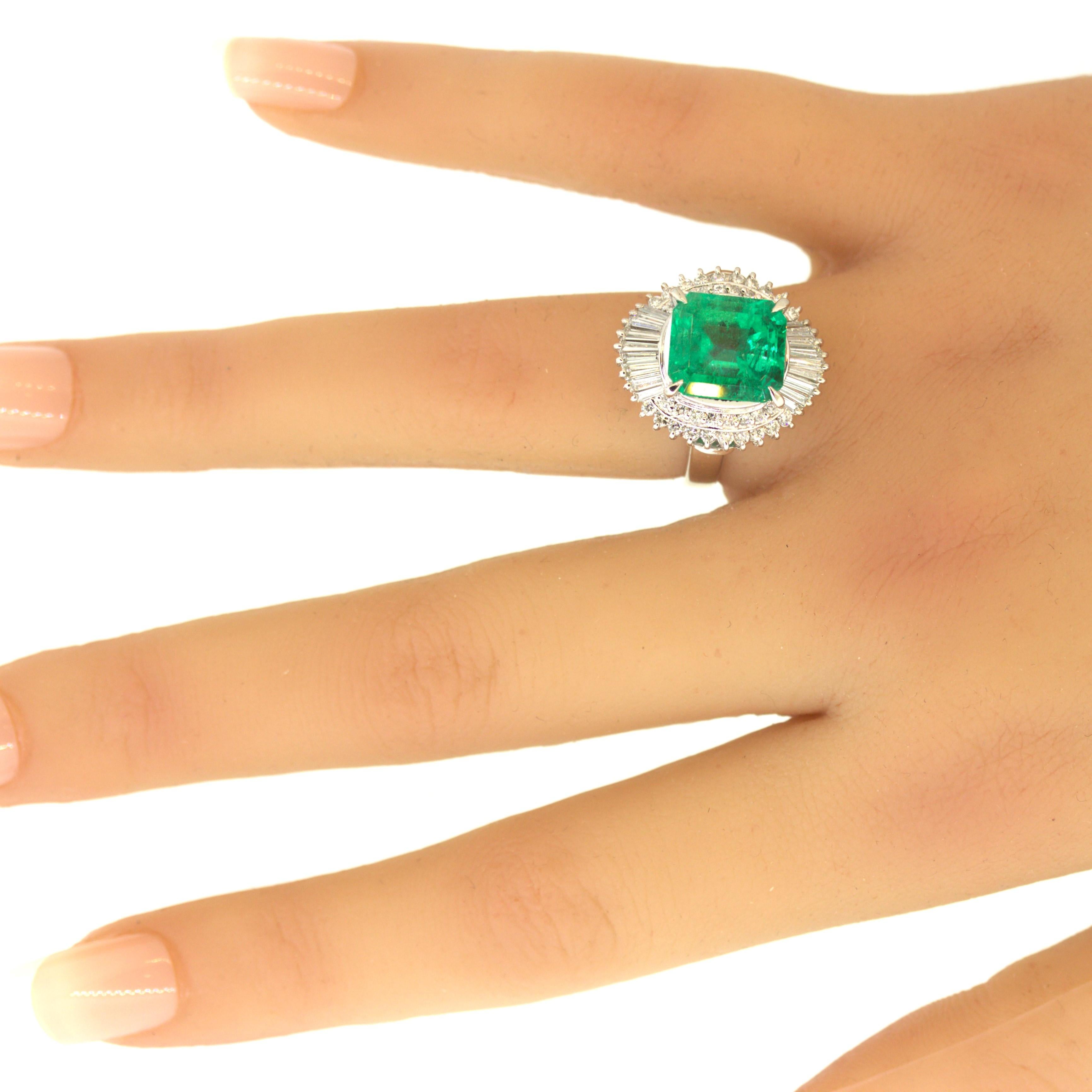 5.23 Carat Emerald Diamond Platinum Ring 5