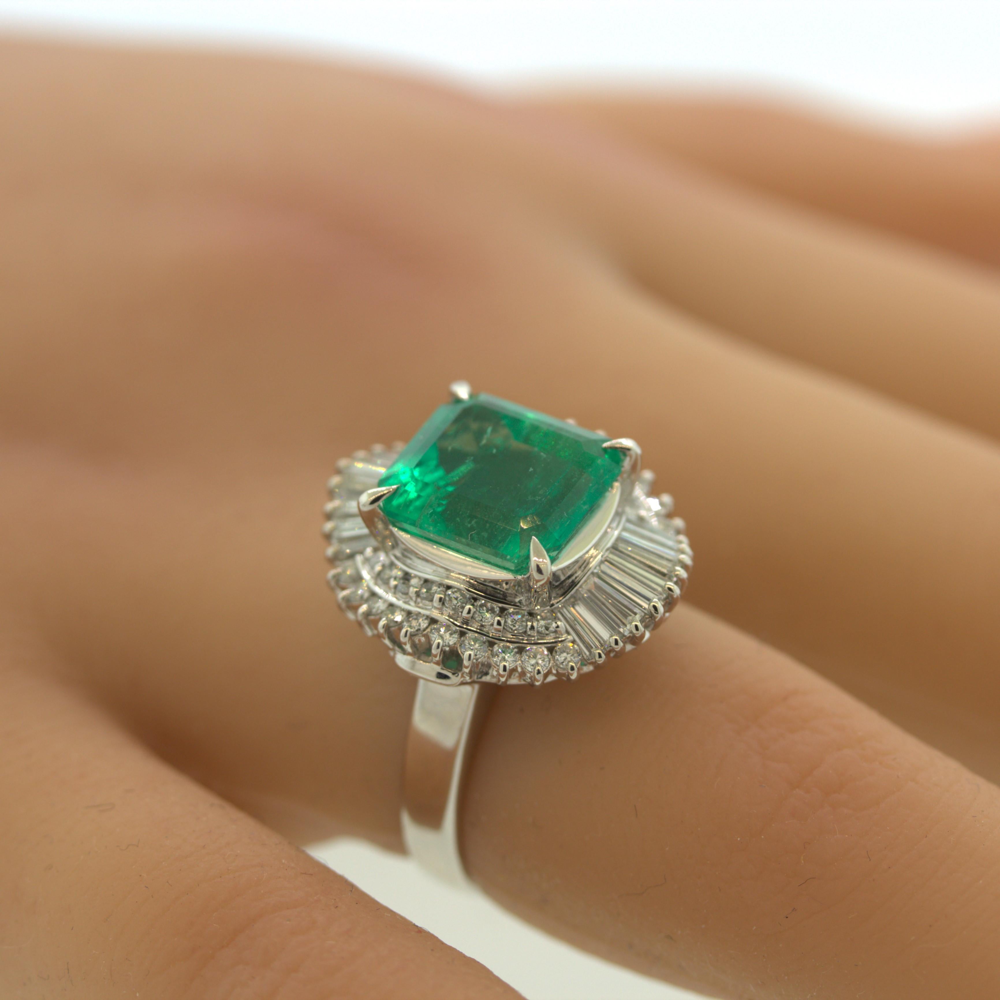 Women's 5.23 Carat Emerald Diamond Platinum Ring
