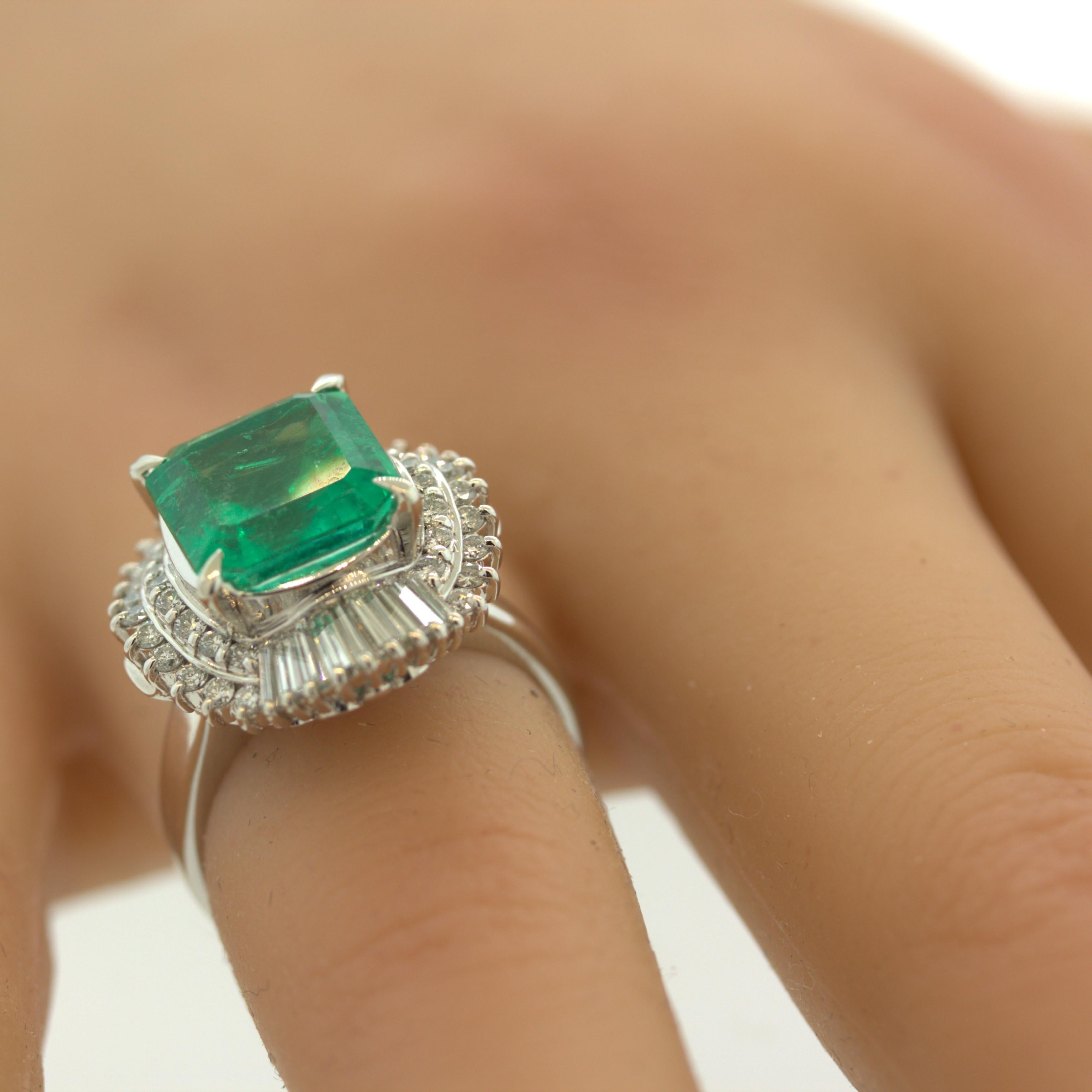 5.23 Carat Emerald Diamond Platinum Ring 1