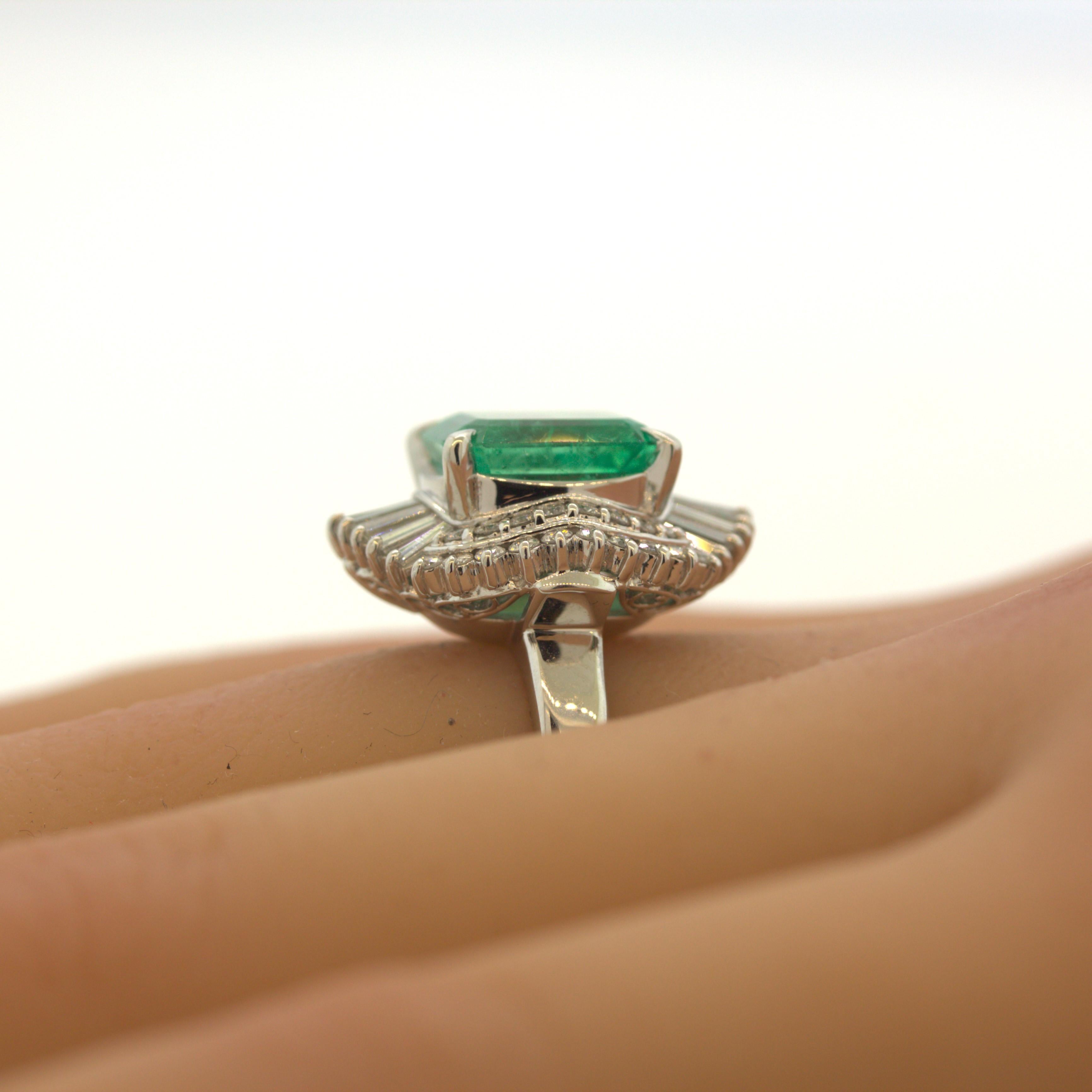 5.23 Carat Emerald Diamond Platinum Ring 2