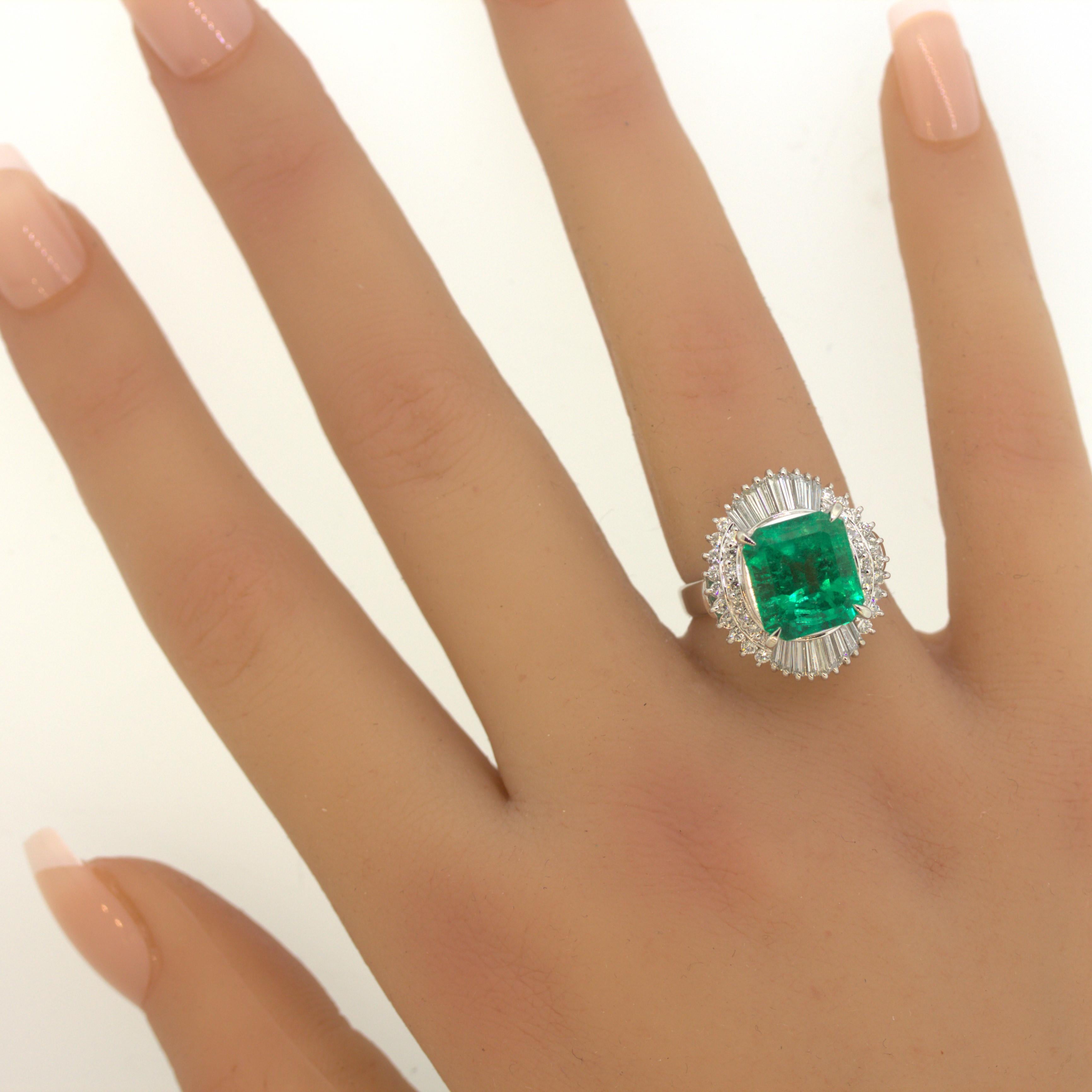 5.23 Carat Emerald Diamond Platinum Ring 3