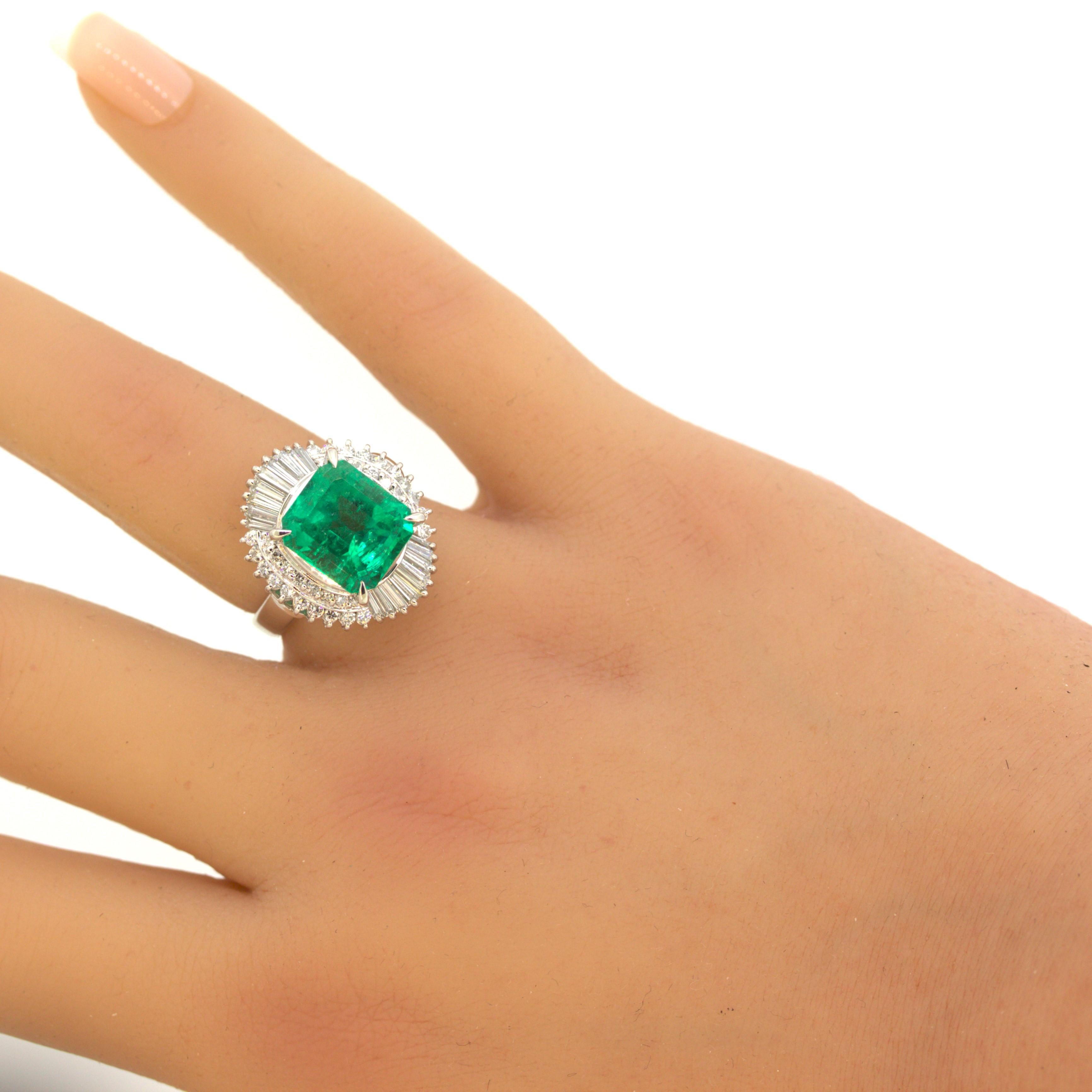 5.23 Carat Emerald Diamond Platinum Ring 4