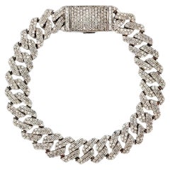 Bracelet cubain pour hommes en or blanc 10 carats et diamants naturels de 5,23 carats