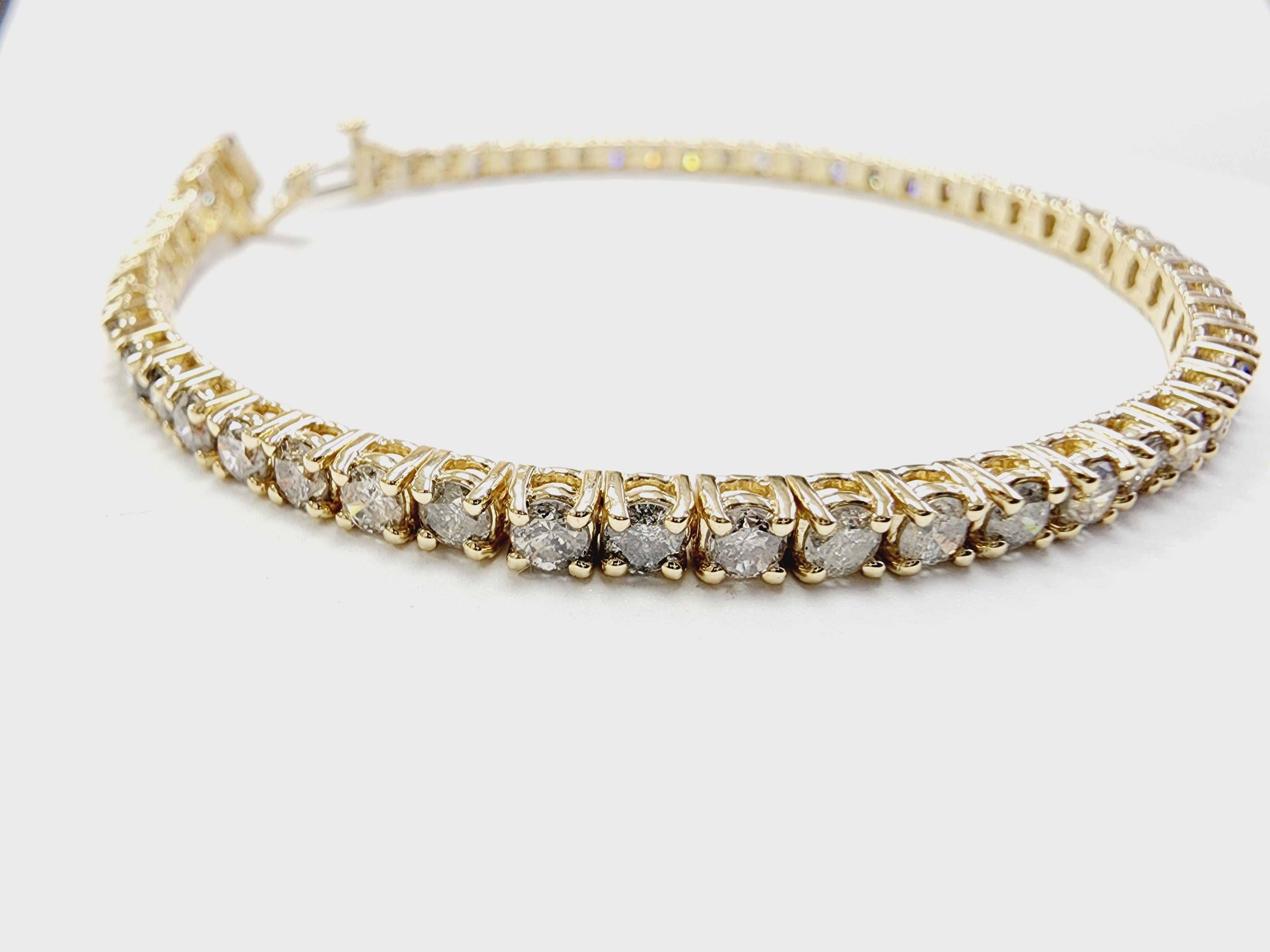 5.23 Carat Natural Diamond Tennis Bracelet 14 Karat Yellow Gold 1