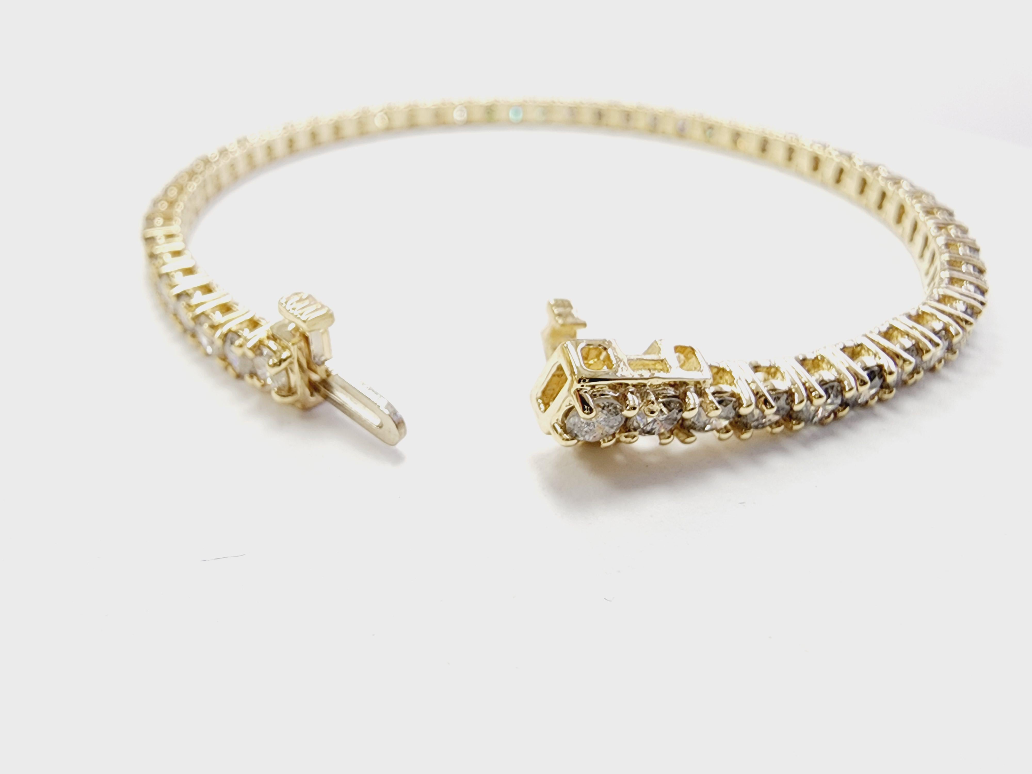 5.23 Carat Natural Diamond Tennis Bracelet 14 Karat Yellow Gold 2