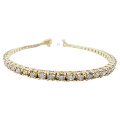 5.23 Carat Natural Diamond Tennis Bracelet 14 Karat Yellow Gold
