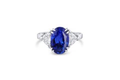 5.23 Carat Natural Unheated Madagascar Sapphire and Diamond Ring, AGL Report