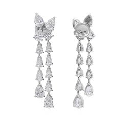 5.23 Carat SI Clarity HI Color Pear Diamond Dangle Earrings 14 Karat White Gold