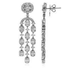 5.23 Carat White Diamond White Gold Earrings
