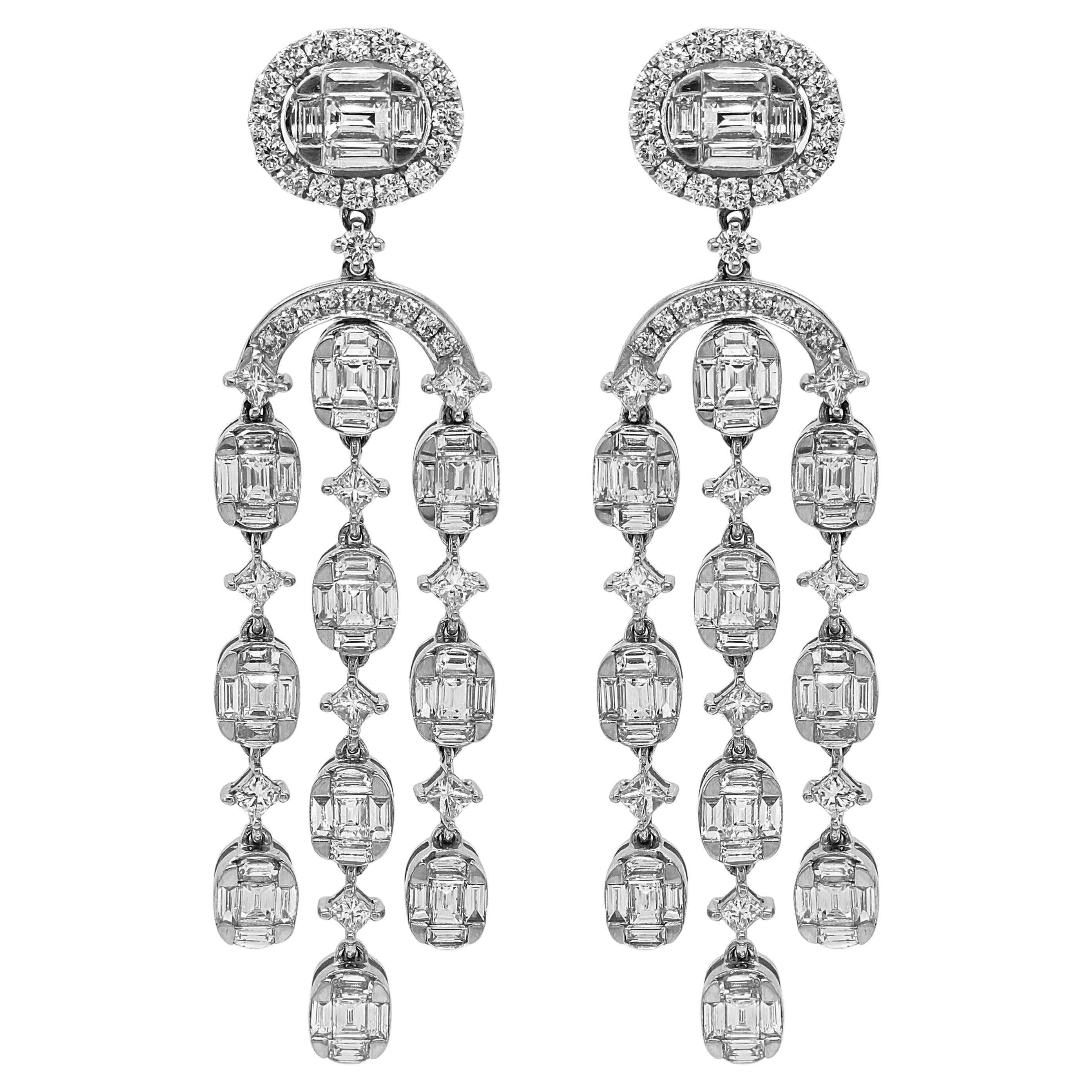 5.23 Carat White Diamond White Gold Earrings For Sale