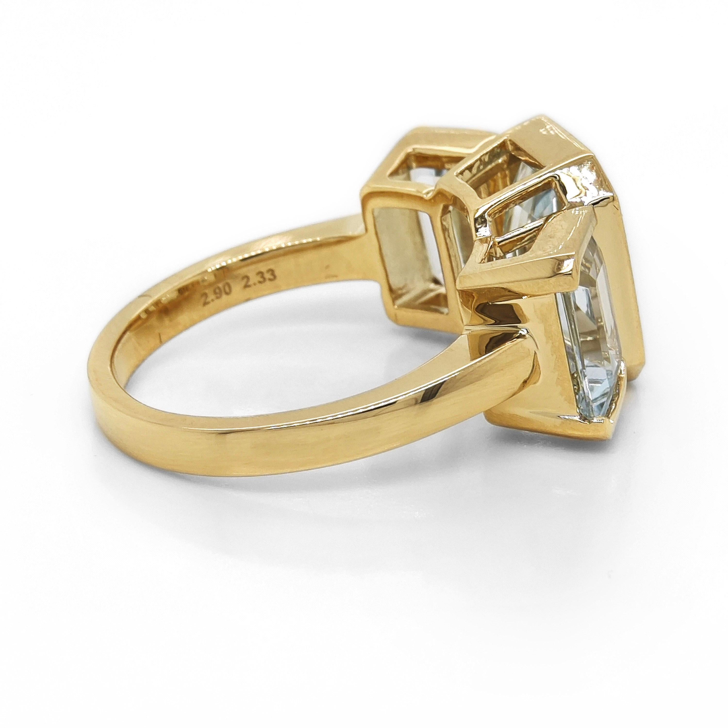 5.23 Carats Aquamarine Yellow Gold Ring In New Condition For Sale In New York, NY