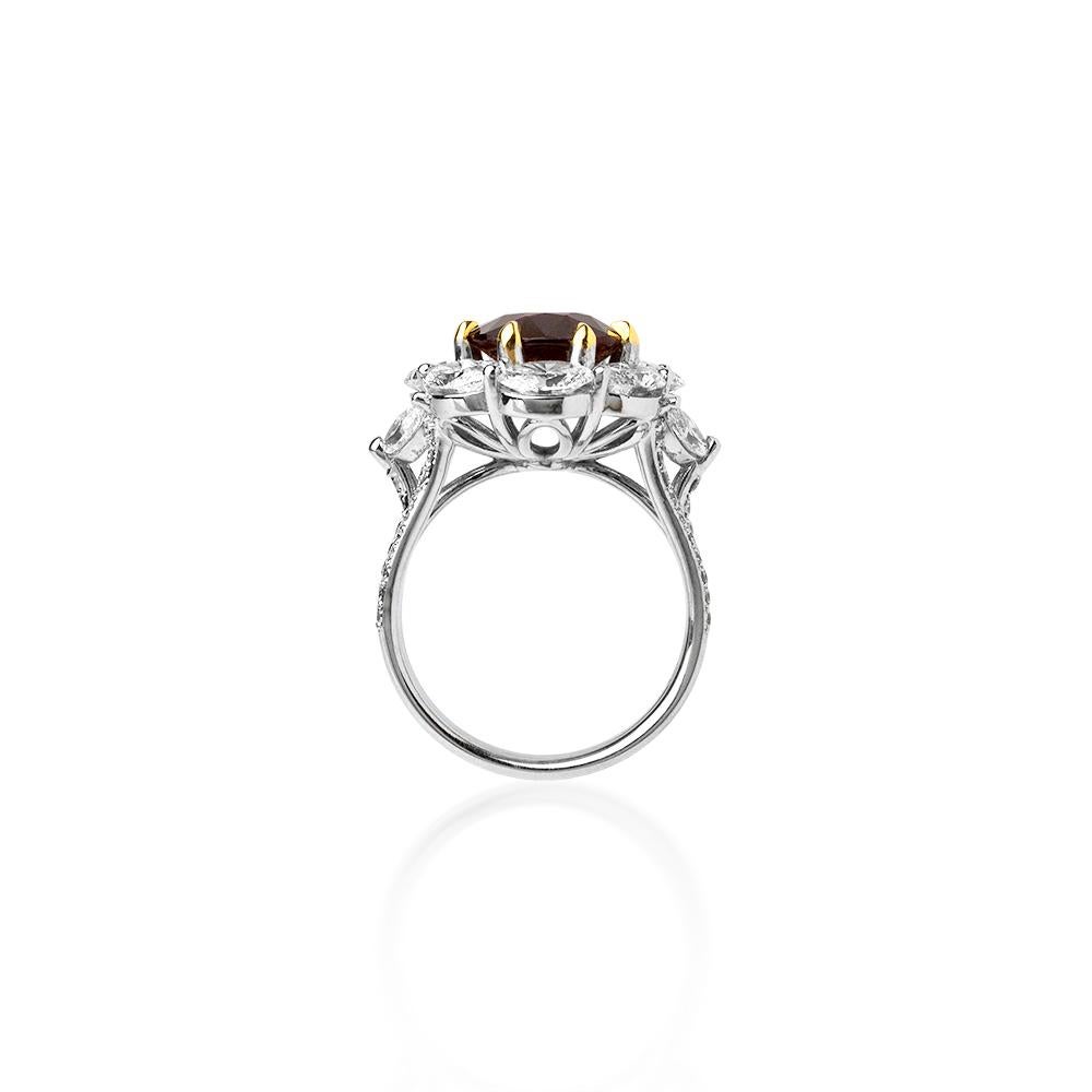 Modern 5.23 Carats Natural Africa Ruby with 4.16 Ct's Diamonds Solitaire Ring