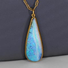 Epic 52.38ct Boulder Opal 22k Gold Handmade Chain Necklace, Lola Brooks 2022