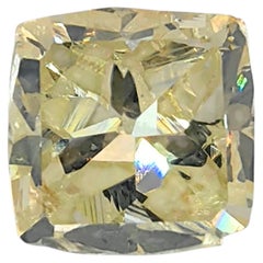 5.23ct Natural Fancy Yellow Artisanal Cushion Cut Faceted Rough Loose Diamond