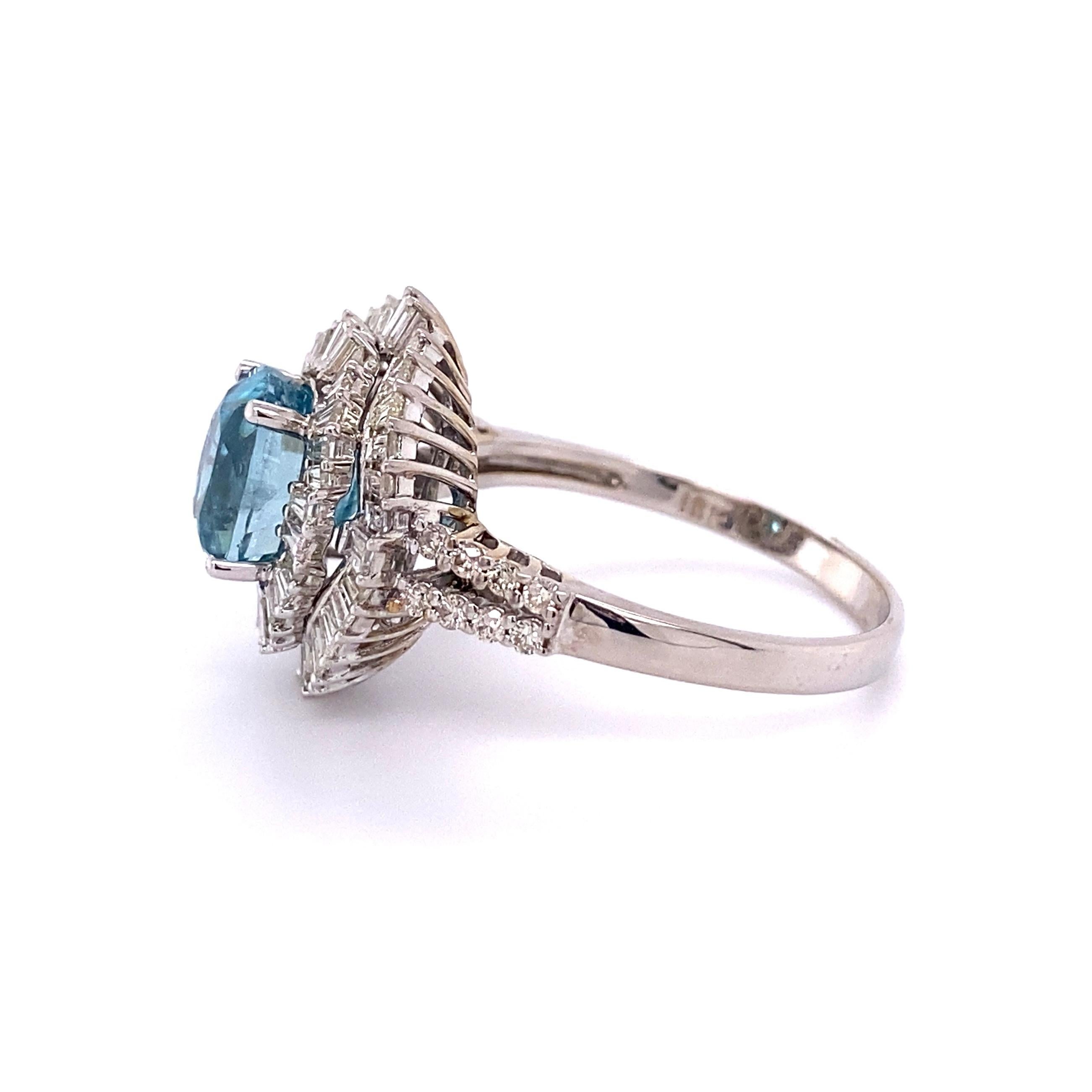 5.24 Carat Blue Zircon and Diamond Gold Cocktail Ring Estate Fine Jewelry For Sale 1