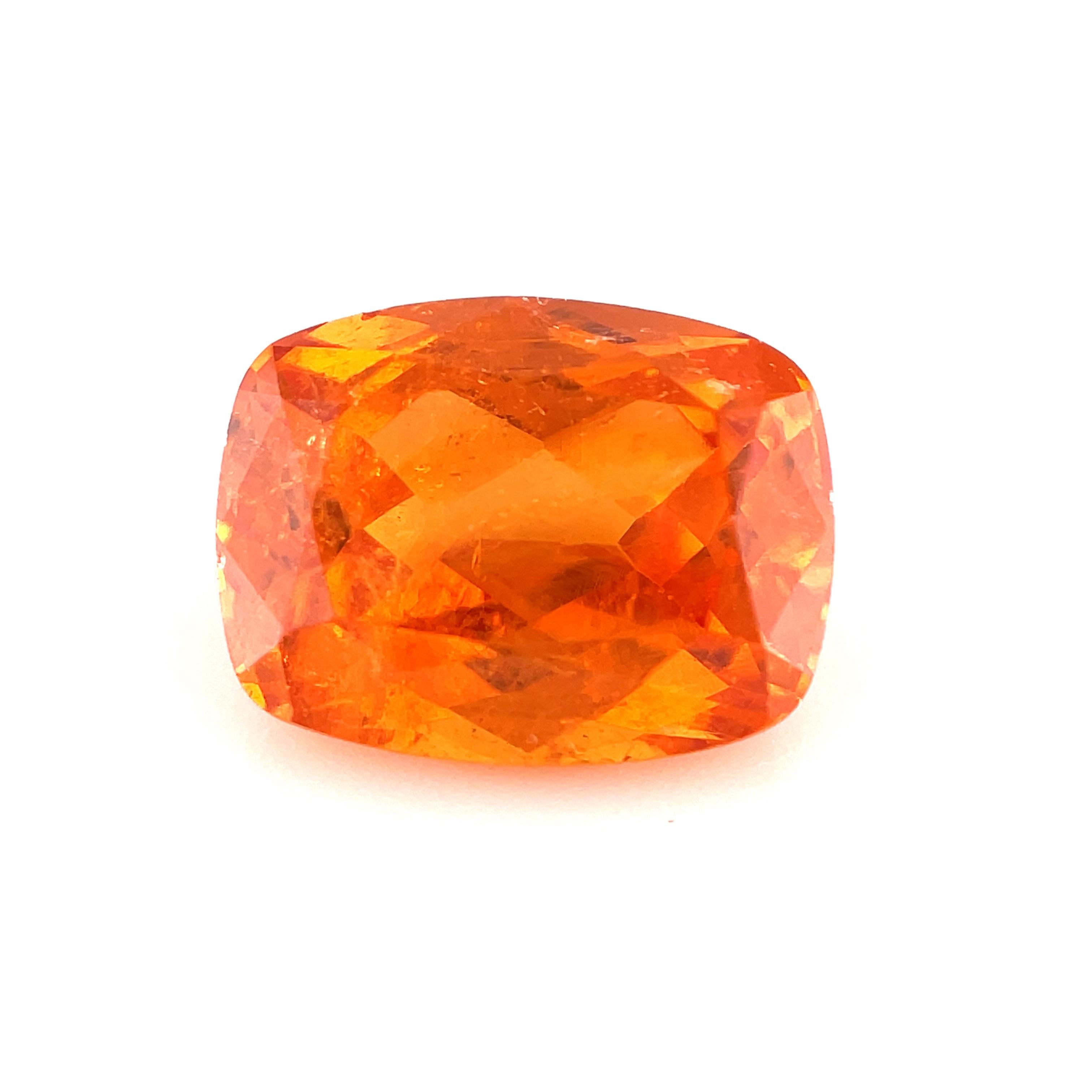 5.24 Carat Cushion Spessartite Mandarin Garnet Loose Unset Ring Pendant Gemstone For Sale 5