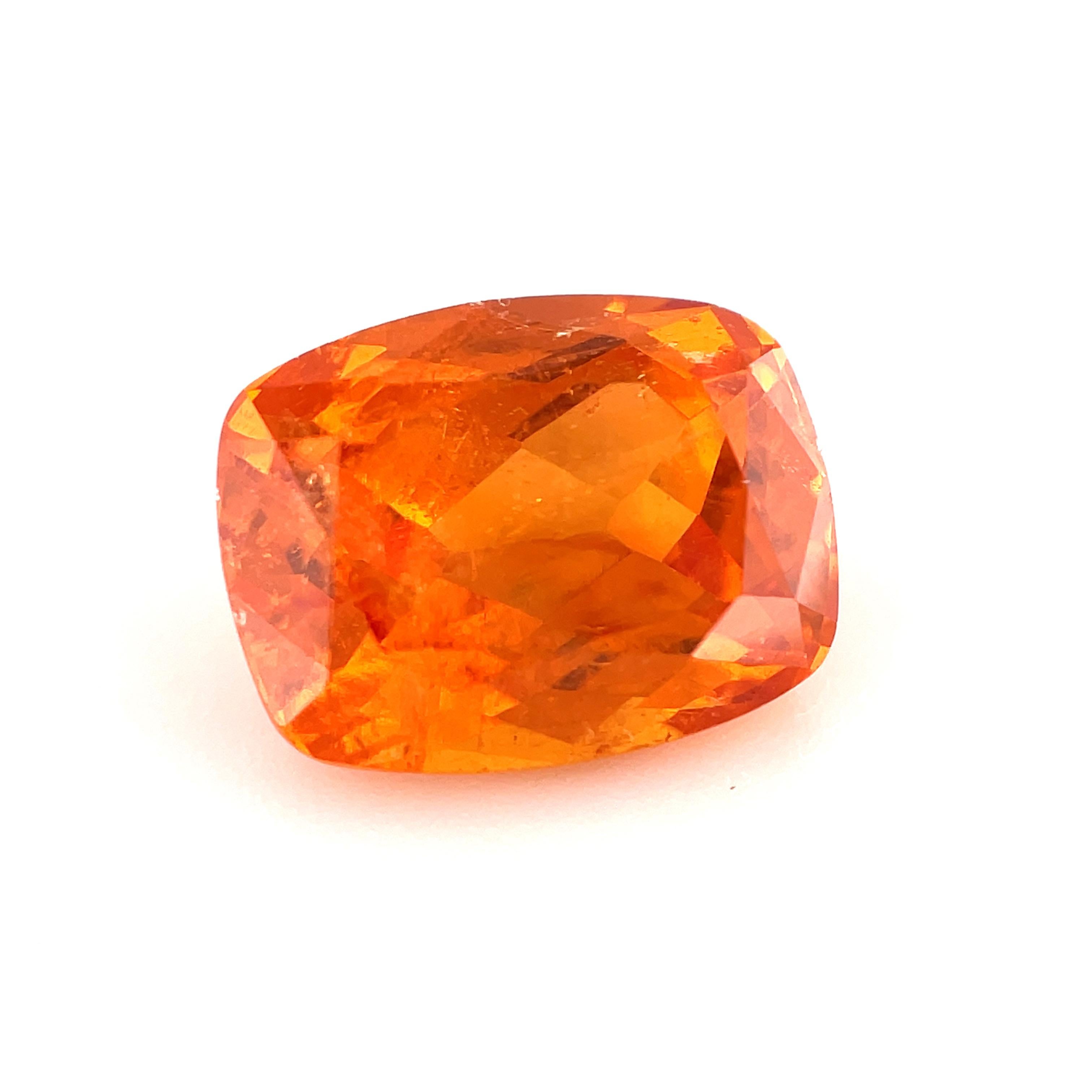 5.24 Carat Cushion Spessartite Mandarin Garnet Loose Unset Ring Pendant Gemstone For Sale 6