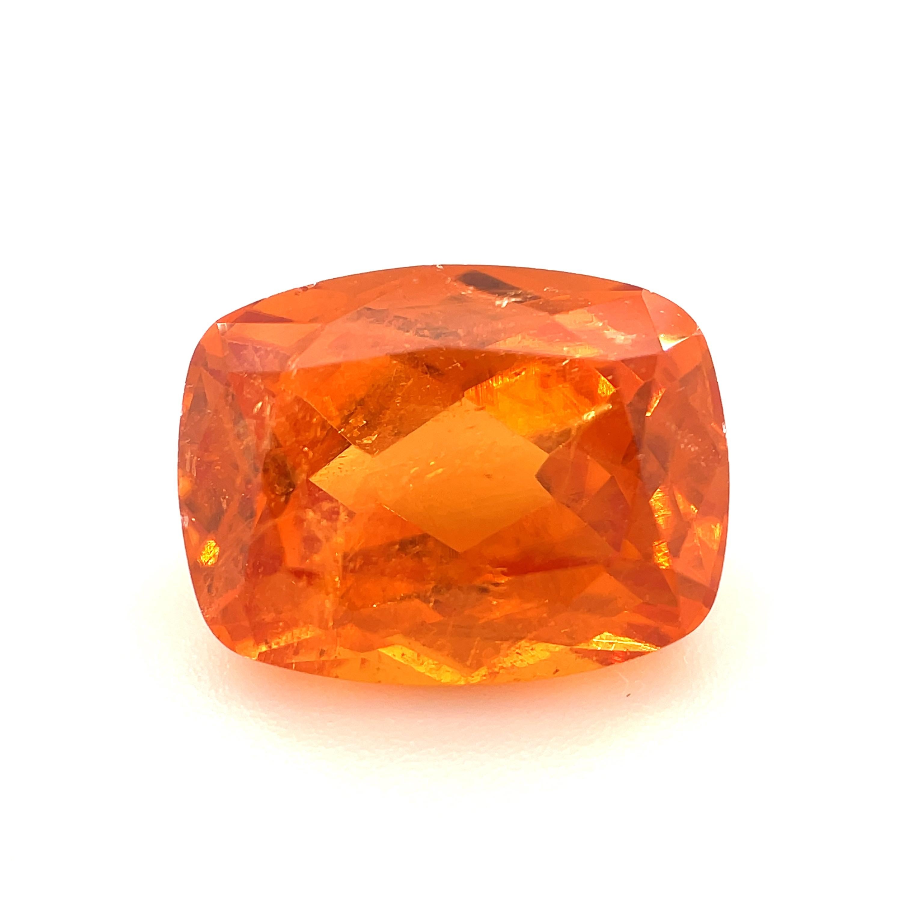 Few people know that garnets occur naturally in every color but blue. One such color is the spessartite garnet variety, prized by collectors because of its rich orange hues and exceptional luster. The finest color of spessartite is called