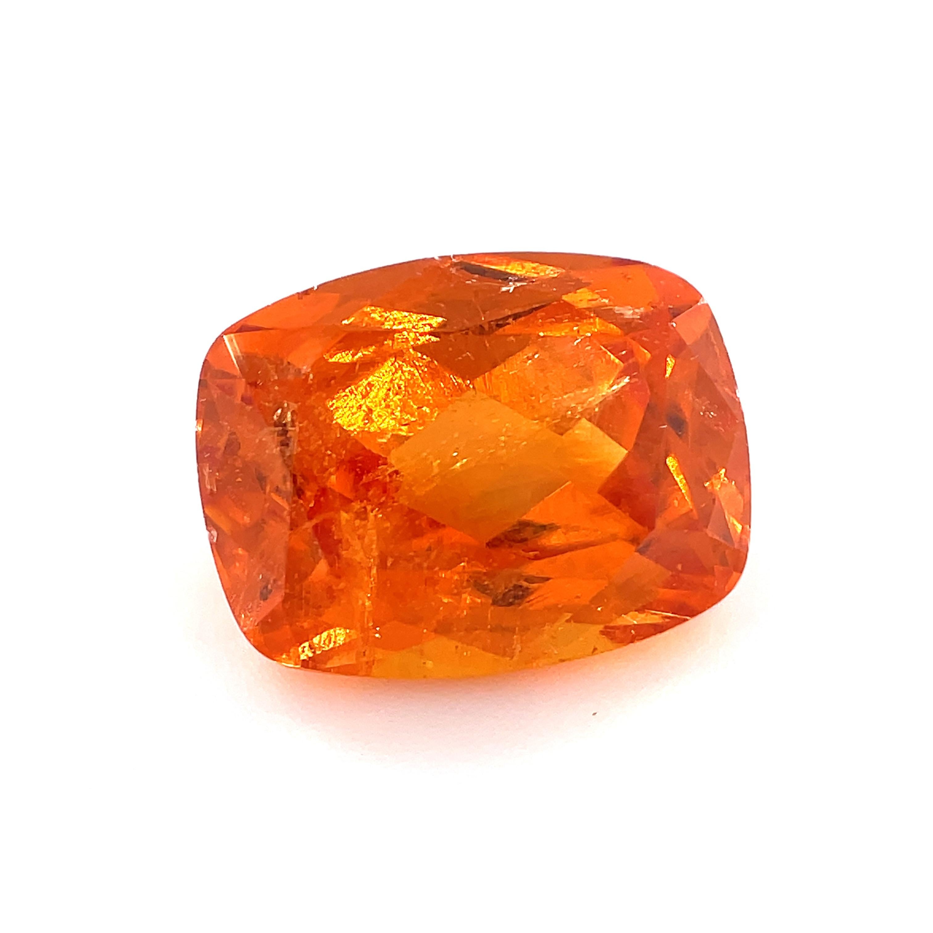 Artisan 5.24 Carat Cushion Spessartite Mandarin Garnet Loose Unset Ring Pendant Gemstone For Sale