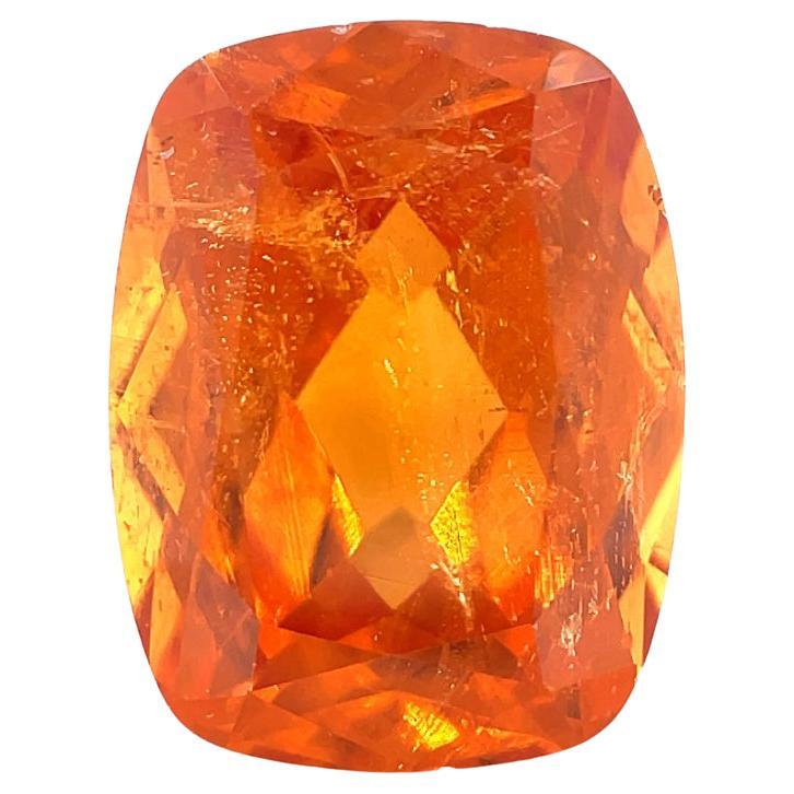 Bague à pendentif en grenat mandarin spessartite taille coussin non serti de 5,24 carats