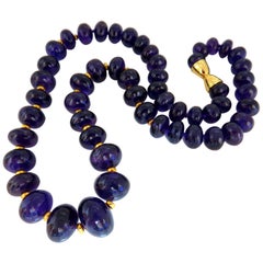 524 Carat Natural Purple Amethyst Bead Necklace 18 Karat