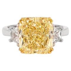 5,24 Karat Radiant Diamantring Fancy Gelb 18K Gold Seltene Fancy-Color Pracht