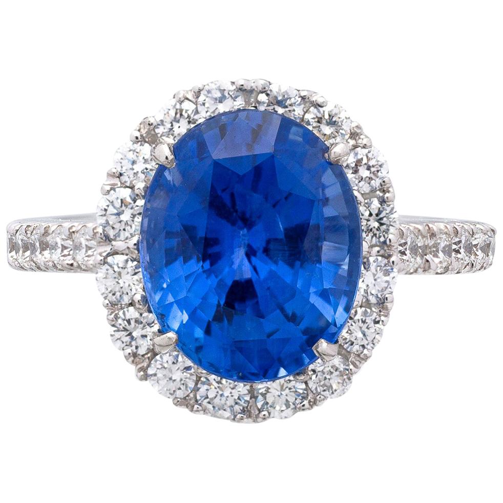 5.24 Carat Sri Lankan Sapphire and Diamond Ring