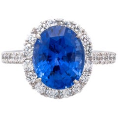 5.24 Carat Sri Lankan Sapphire and Diamond Ring