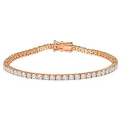 5.24 Carat Total Weight Diamond 14 Karat Rose Gold Tennis Bracelet