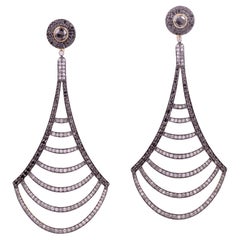 5.24 Ct Diamond Dangle Earrings Made In 18k Gold & Silver