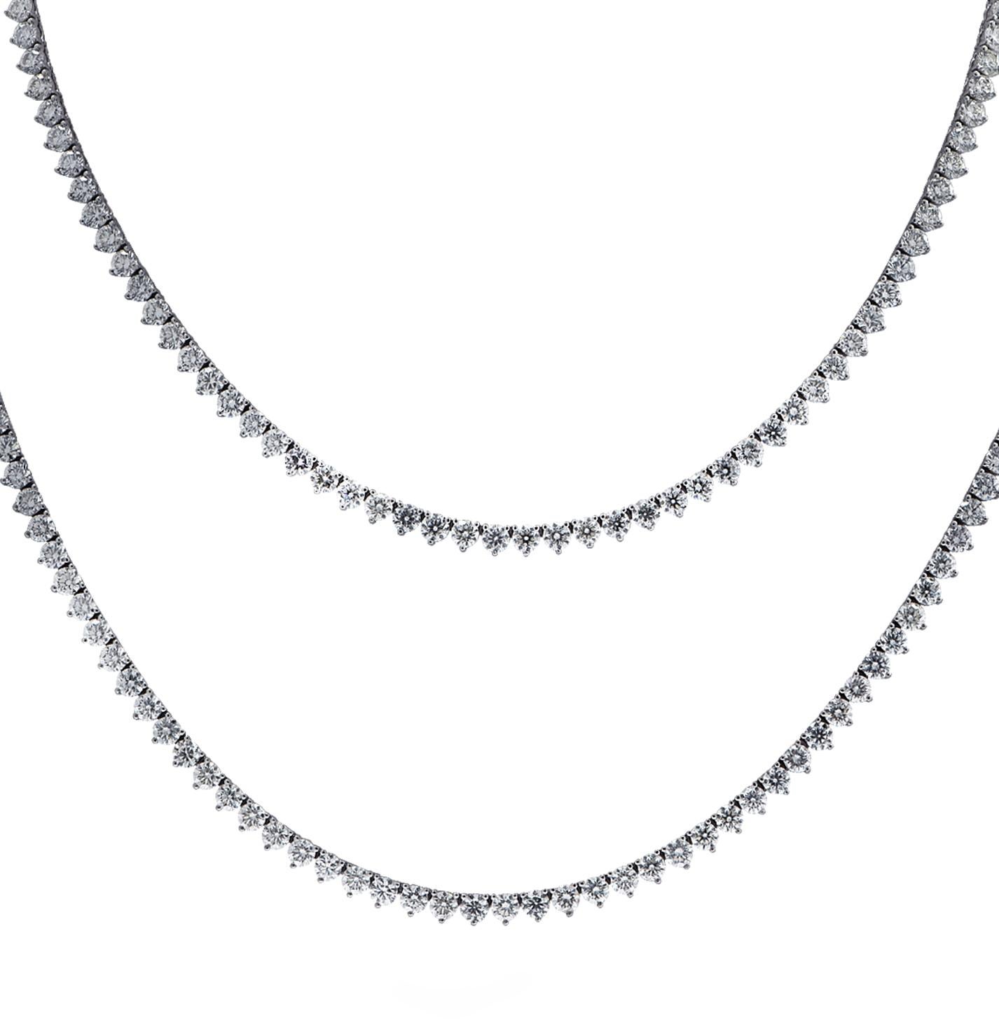 Round Cut 52.40 Carat Diamond Line Necklace